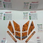 پد گلگیر (برچسب) آرم ژله ای سر گلگیر جلو موتور کلیک و های کلیک نارنجی با خط مشکی