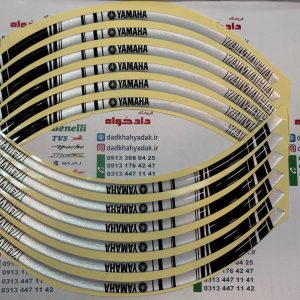 برچسب (شب رنگ) آرم دور رینگ ژله ای طرح YAMAHA سفید
