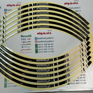 برچسب (شب رنگ) آرم دور رینگ ژله ای طرح HONDA سیاه