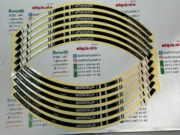 برچسب (شب رنگ) آرم دور رینگ ژله ای طرح HONDA سیاه