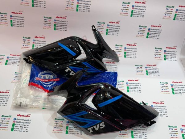 قاب(کاور) بادگیر موتور TVS راکس جدید انژکتور مشکی قرمز (جفتی) اصلی