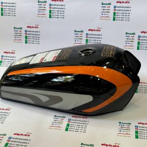 باک موتورسیکلت هوندا مارک مکس (کاربرات) مشکی کاستوم (شال پرتقالی) بدون درب بغل