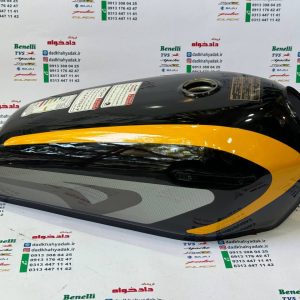 باک موتورسیکلت هوندا مارک مکس (کاربرات) مشکی کاستوم (شال زرد ) بدون درب بغل
