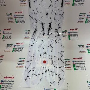 پد(آرم برچسب) کامل ژله ای موتورکلیک و طرح کلیک سفید با رگه خطی مشکی
