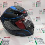 کلاه کاسکت ایمنی فک متحرک عینک دار خارجی کامل مارک RED LINE مشکی آبی مات 939 سایز لارج (L)