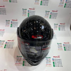 کلاه کاسکت ایمنی فک متحرک عینک دار خارجی کامل مارک RED LINE مشکی براق 939 سایز ایکس لارج (LX)