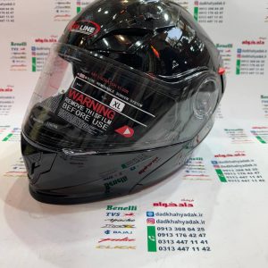 کلاه کاسکت ایمنی فک متحرک عینک دار خارجی کامل مارک RED LINE مشکی براق 939 سایز لارج (L)