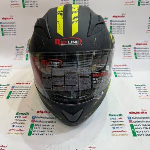 کلاه کاسکت ایمنی فک ثابت عینک دار خارجی کامل مارک RED LINE مشکی سبز مات 922 سایز ایکس لارج (LX)