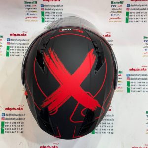 کلاه کاسکت ایمنی فک متحرک عینک دار خارجی کامل مارک RED LINE مشکی قرمز مات 939 سایز ایکس لارج (LX)