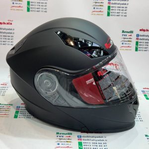 کلاه کاسکت ایمنی فک متحرک عینک دار خارجی کامل مارک RED LINE مشکی مات 939 سایز لارج (L)