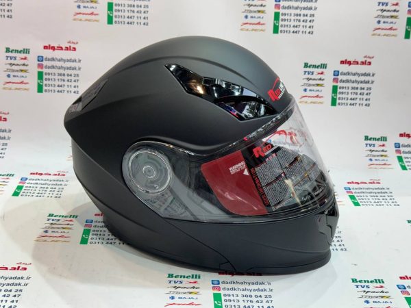 کلاه کاسکت ایمنی فک متحرک عینک دار خارجی کامل مارک RED LINE مشکی مات 939 سایز لارج (L)