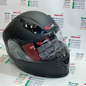 کلاه کاسکت ایمنی فک متحرک عینک دار خارجی کامل مارک RED LINE مشکی مات 939 سایز ایکس لارج (LX)