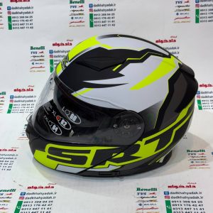 کلاه کاسکت ایمنی فک متحرک عینک دار خارجی مارک راپیدو (rapido) مشکی سبز فسفری مات srt سایز ایکس لارج حرفه ای